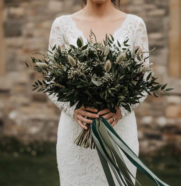 Hand-Dyed Sage Silk Ribbon: Soft Green Bridal Bouquet Ribbon, Stationery, Tables