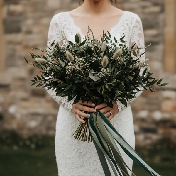 Hand-Dyed Sage Silk Ribbon: Soft Green Bridal Bouquet Ribbon, Stationery, Tables