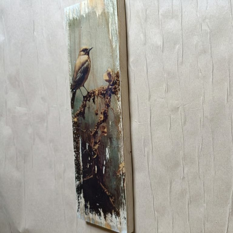 Rustic Songbird on Branch Country Nature Wood Wall Art