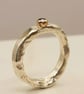 Sterling Silver Organic Ring - 14K Gold Bezel, 3mm Rose Cut Black Diamond