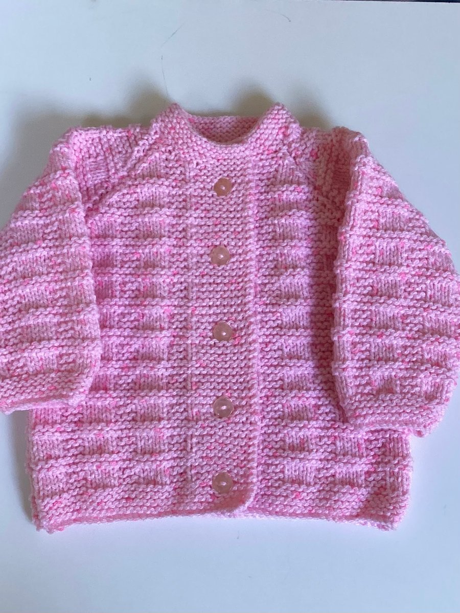 Baby cardigan pink hand knitted 