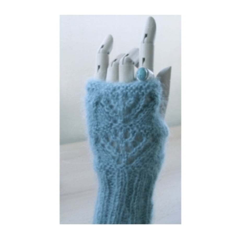 Pale blue soft gauntlets