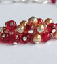 Berry Glow - Handcrafted Red & Gold Glass Pearl Cluster Bracelet - Image 3