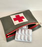 Pocket-size First Aid Purse with Appliquéd Red Cross. Upcycled fabrics. - Image 7