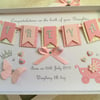 Personalised Handmade Gift Boxed New Baby Girl Card Keepsake 