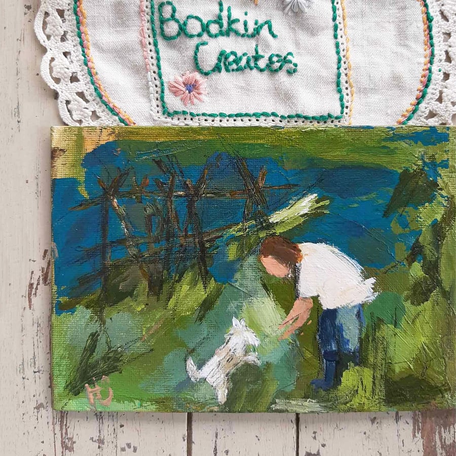 Scruffy the Dog - an original small painting for dog lovers 