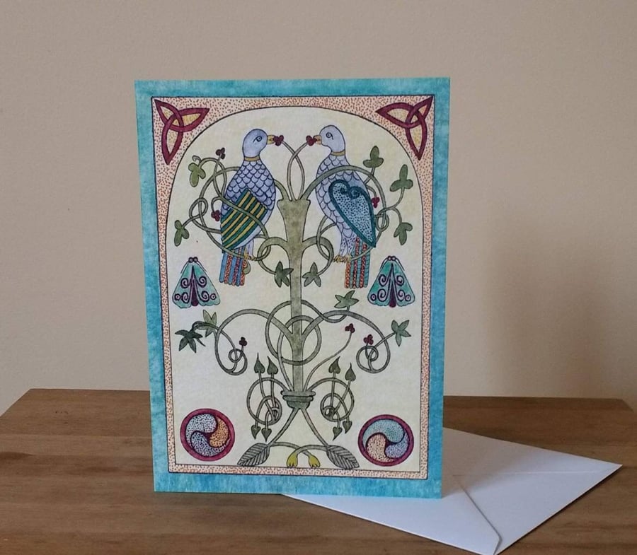 Two Turtle Doves blank greetings card.