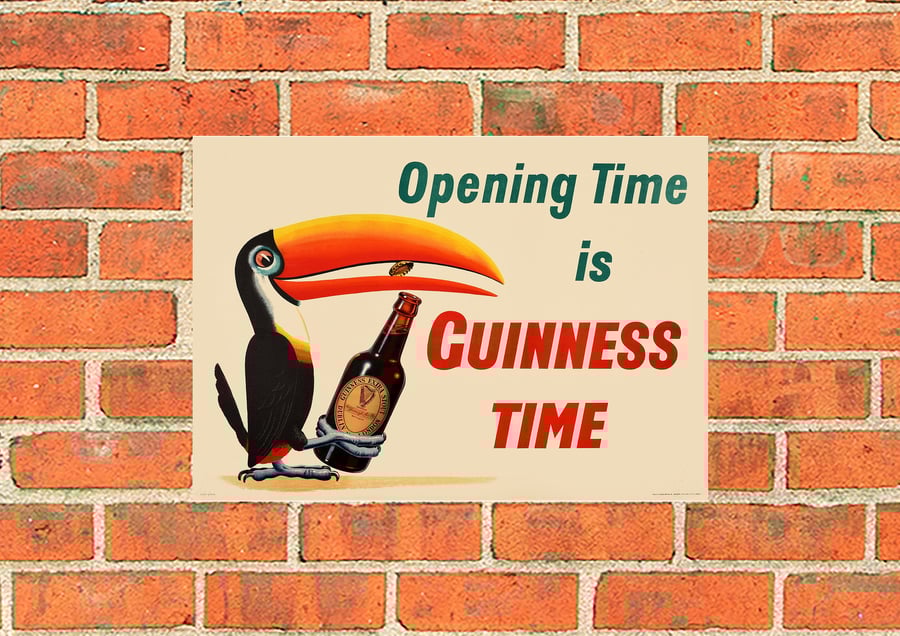 Guinness metal sign. Opening time is Guinness Time! Pub, Bar or Mancave