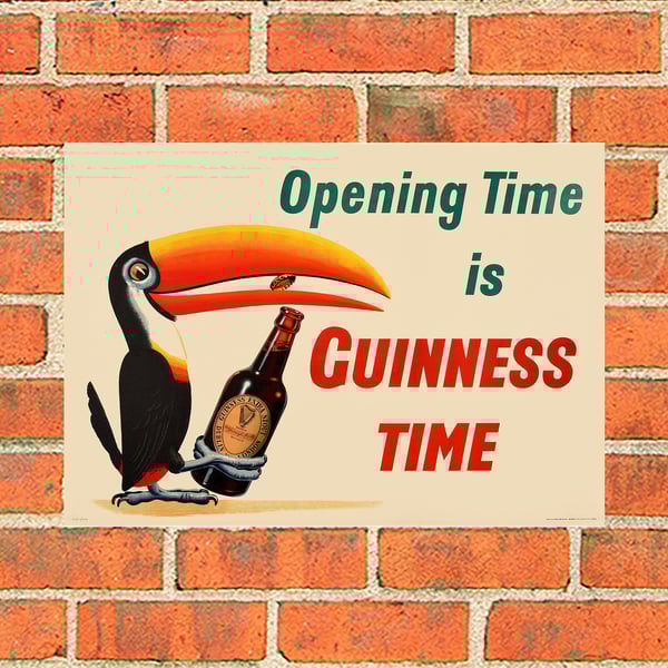 Guinness metal sign. Opening time is Guinness Time! Pub, Bar or Mancave