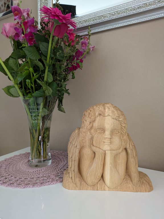 Hand carved wooden angel 