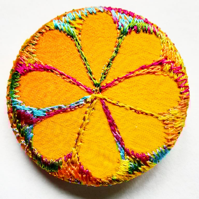 Badge 45mm Multicoloured Flower Textile Badge 