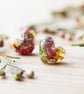 Real Flower Earrings "Fiesta" Wildflower and Roses Sterling Silver Botanical Jew - Image 1