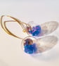 Long glass bubble floating aaa opal earrings