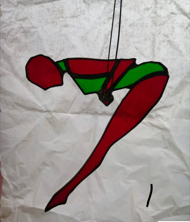 Stained Glass Trapeze Artist - Red and Green