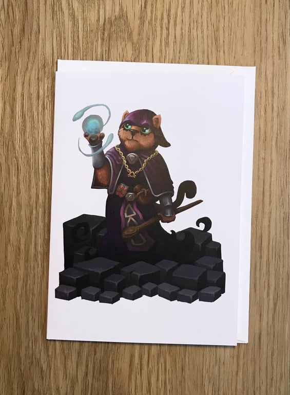 Cat Sorceress Blank Greeting Card