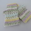 SALE now 7.00 Knitted Fingerless Mittens Gloves  Pastel Fair Isle Style