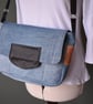 Satchel style preloved denim handbag cut from Levi denim jeans.Leather tab.  - Image 1