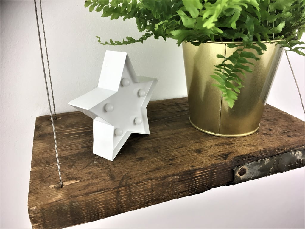 Hanging Shelf Made From Reclaimed Scaffold Boards - Hanging Rope Shelf - Plant S