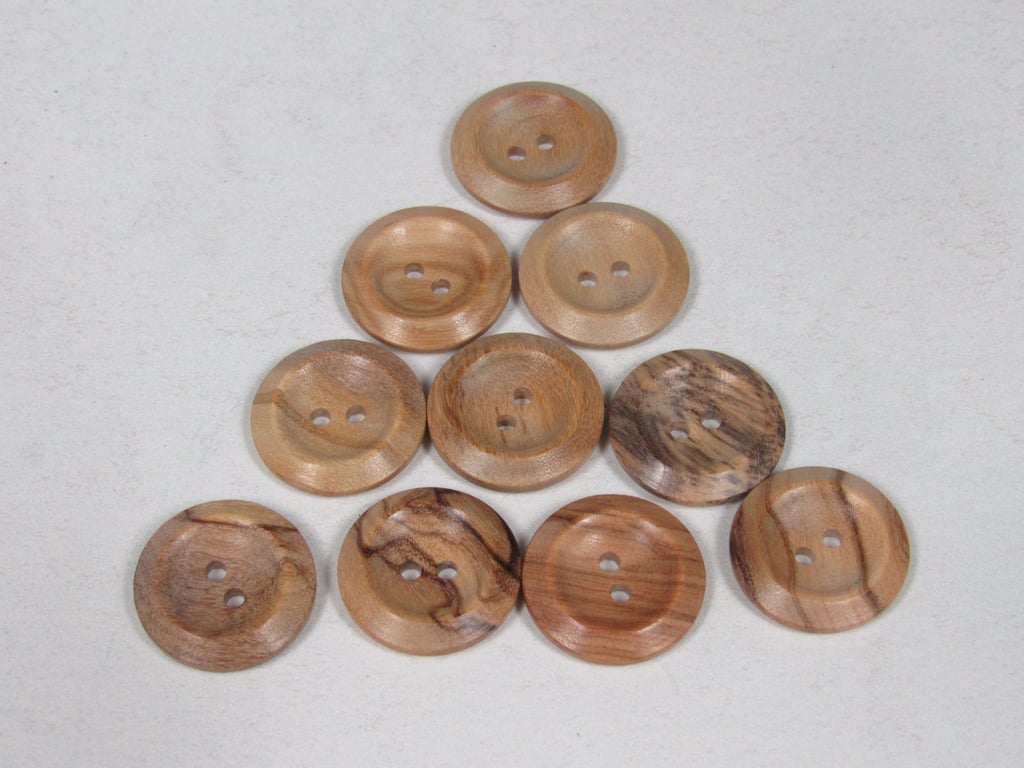 Medium Concave Wood Buttons Size 30 19mm