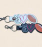 Rugby Keyring - Peace Love Rugby Faux Leather Bag Charm
