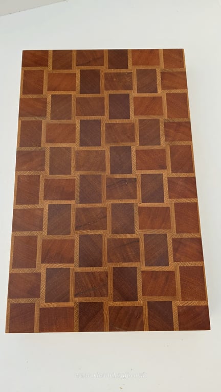 Handmade End Grain Chopping Board – Basket Pattern Meranti & Oak