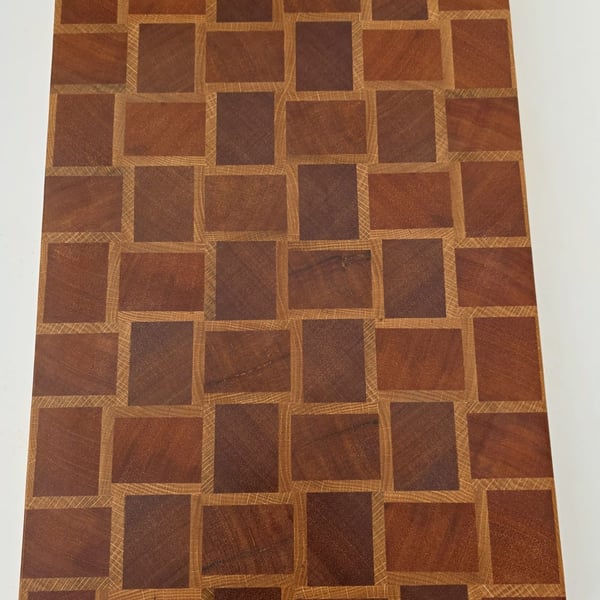Handmade End Grain Chopping Board – Basket Pattern Meranti & Oak