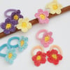 2 Flower Hair Bands for Girls Children Toddlers - Handmade Crochet Hair Bobbles