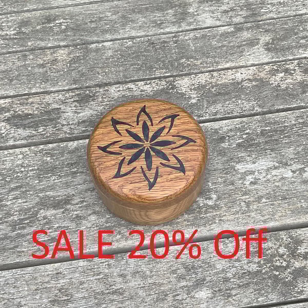 Flower Pattern Oak Jewellery - Trinket Box (WBI27)