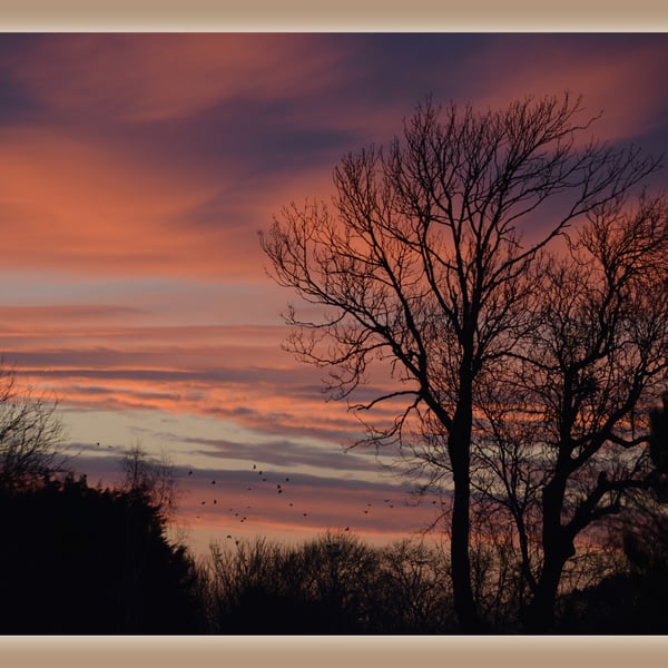 Sunset on The Fens Photo Card A5