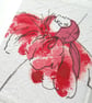 A6 free hand embroidered floral notebook - red echinacea - Image 9