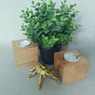 Set of 2 Wooden Tealight Holders - Upcycled Smooth Reclaimed Pallet Blocks