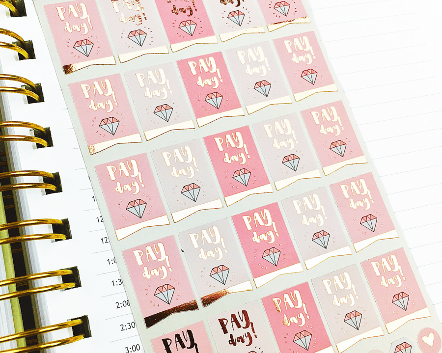 Rose Gold Foiled Pay Day Stickers