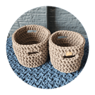 Set of 2 small crochet baskets with handles - small storage baskets 