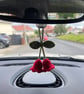 Handmade Crochet Lily of the Valley Car Charm, Custom Colour Floral Decoration - Image 2
