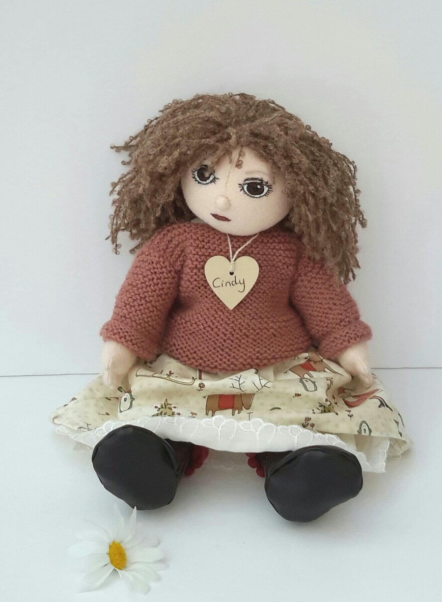 Handmade Collectable Cloth Doll, Cindy, Collectable Doll by Bearlescent 