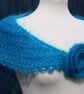 Pretty triangular lace shawl in vintage Kingfisher Blue mohair - design A516 - Image 5