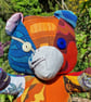 Handmade patchwork artist bear using vintage fabrics - Image 6