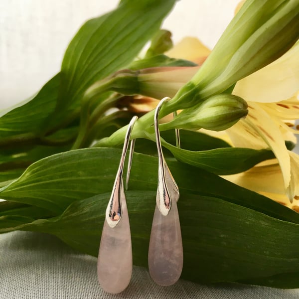 Rose quartz drop earrings
