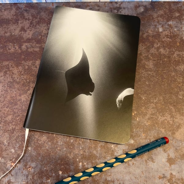 Notebook, Marine themed, A5 (ish), made from up-cycled and recycled materials.