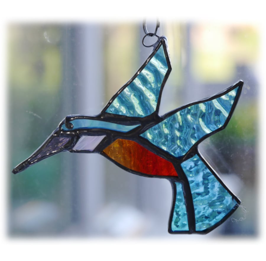 Kingfisher Suncatcher Stained Glass British Bird Handmade 045
