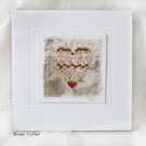 HAND EMBROIDERED GREETING CARD - HEART VALENTINE'S DAY
