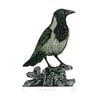 Hooded Crow two-colour linocut print