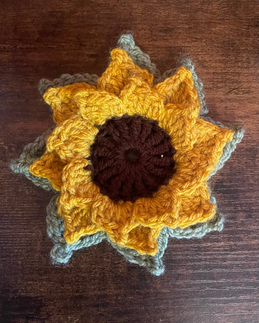 Sunflower Tea Light Holder, Sunflower Decoration, Crochet Sunflower