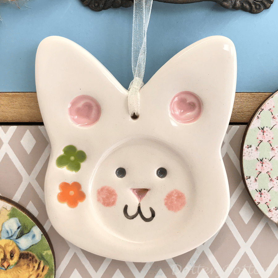 Ceramic Easter Bunny decoration Perfectly imperfect 