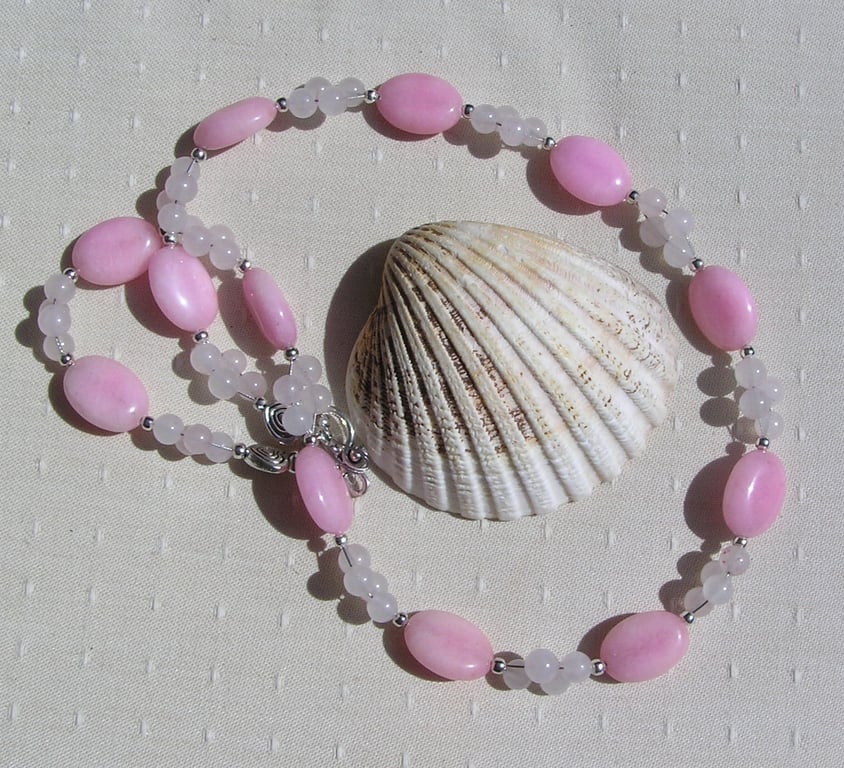 Rose Quartz Crystal Gemstone Beaded Chakra Statement Necklace "Rosalie"