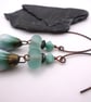 aqua green lampwork glass and ceramic copper earrings - Image 2