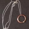  Handmade Copper and Sterling Silver Hoop Pendant Necklace