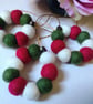 Felt Ball Mini Wreath Hanging Decorations, Set of 3, Christmas Colours. - Image 6