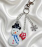 Large Glass Snowman Handbag Charm