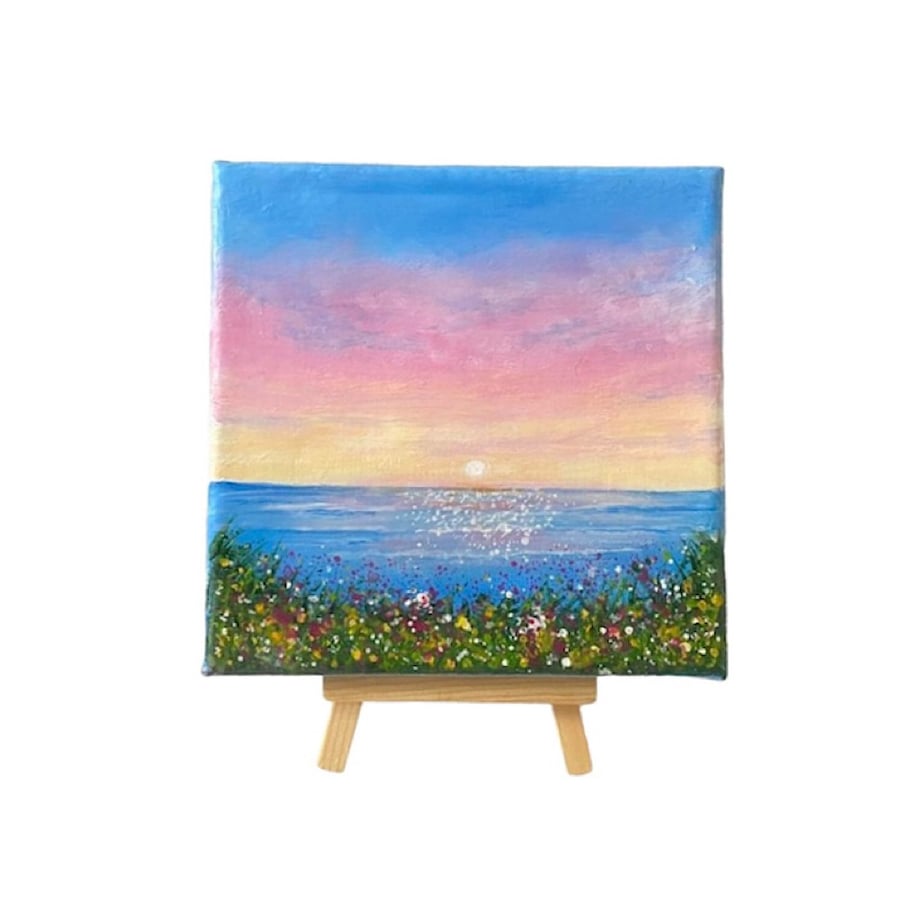Acrylic on canvas painting seascape sunset